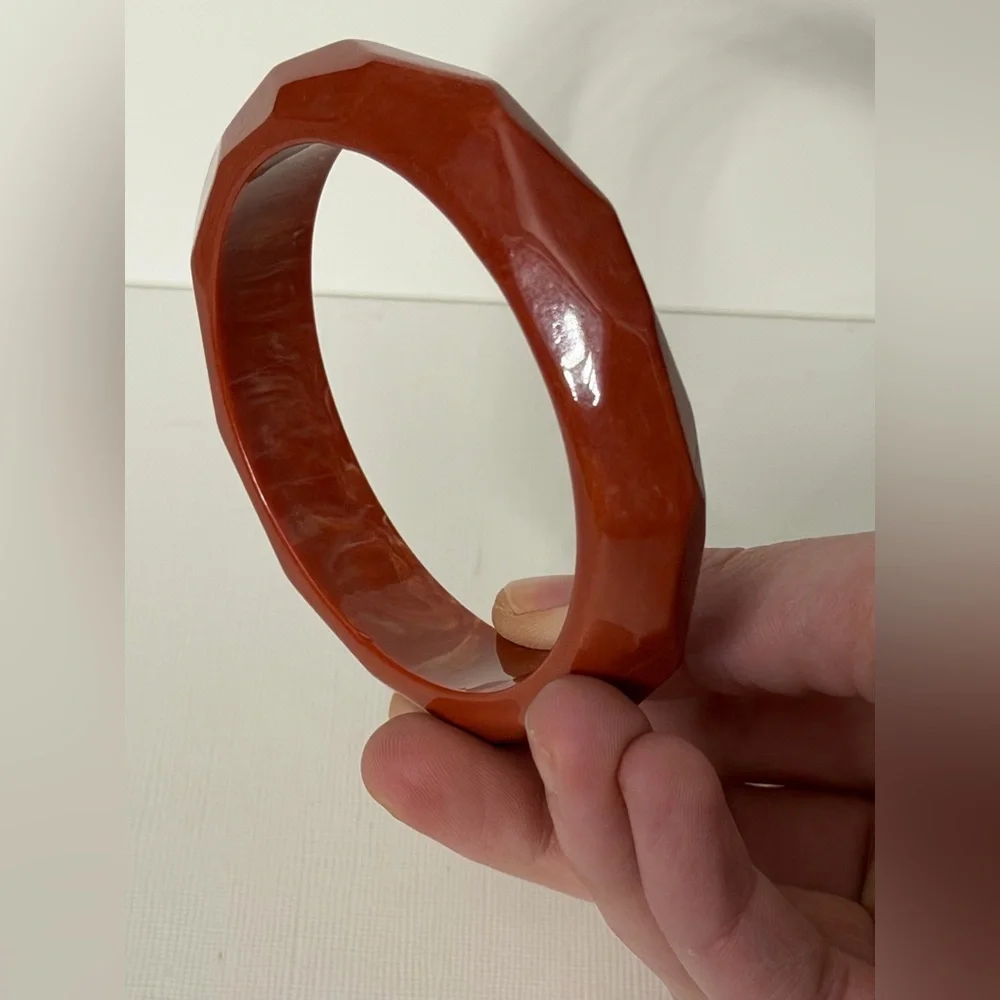 Free People Resin Faceted Red Bangle Bracelet